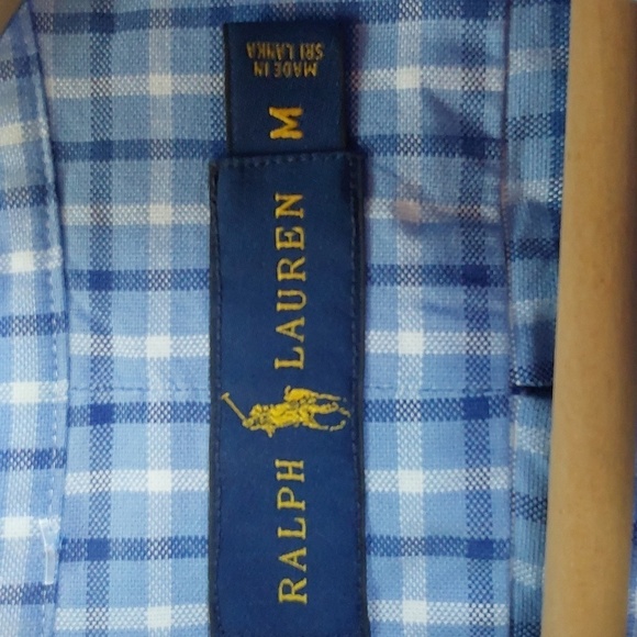 Ralph Lauren Mens Blue Checker Button Down Dress Shirt Preppy Blue PONY Sz.M - Picture 8 of 8